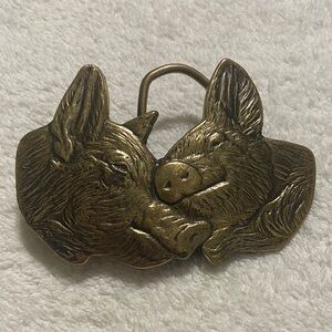 Vintage 1979 Brass Pig Belt Buckle